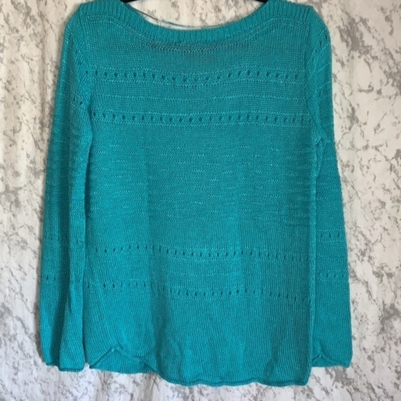 Grace Elements Boat Neck Cotton and Rayon Teal Ladies Sweater Size Large - Picture 4 of 7